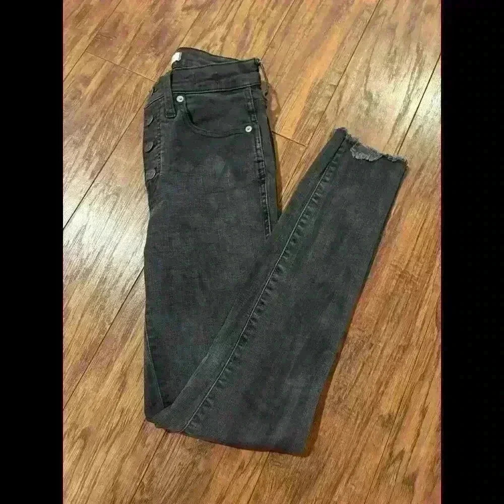 Madewell 10” High Rise Skinny Jeans Black Size 25 Ankle Stretch Denim